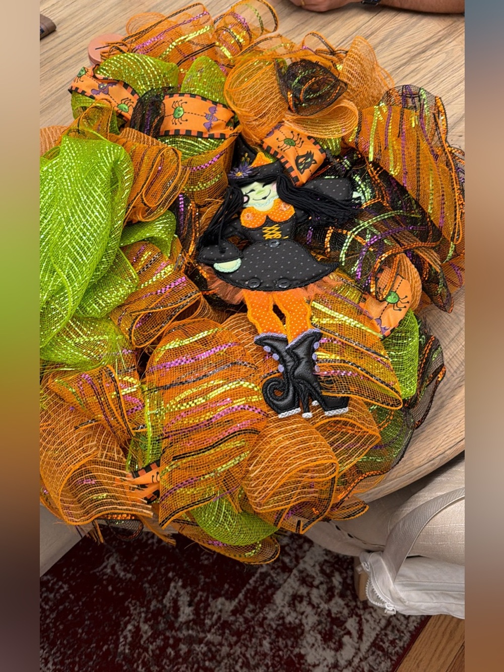Halloween Witch Wreath — Orange & Green